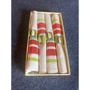 Next Brand Cloth Napkins, Set Of 4 20" X 20",green, red, pink, Blue & white